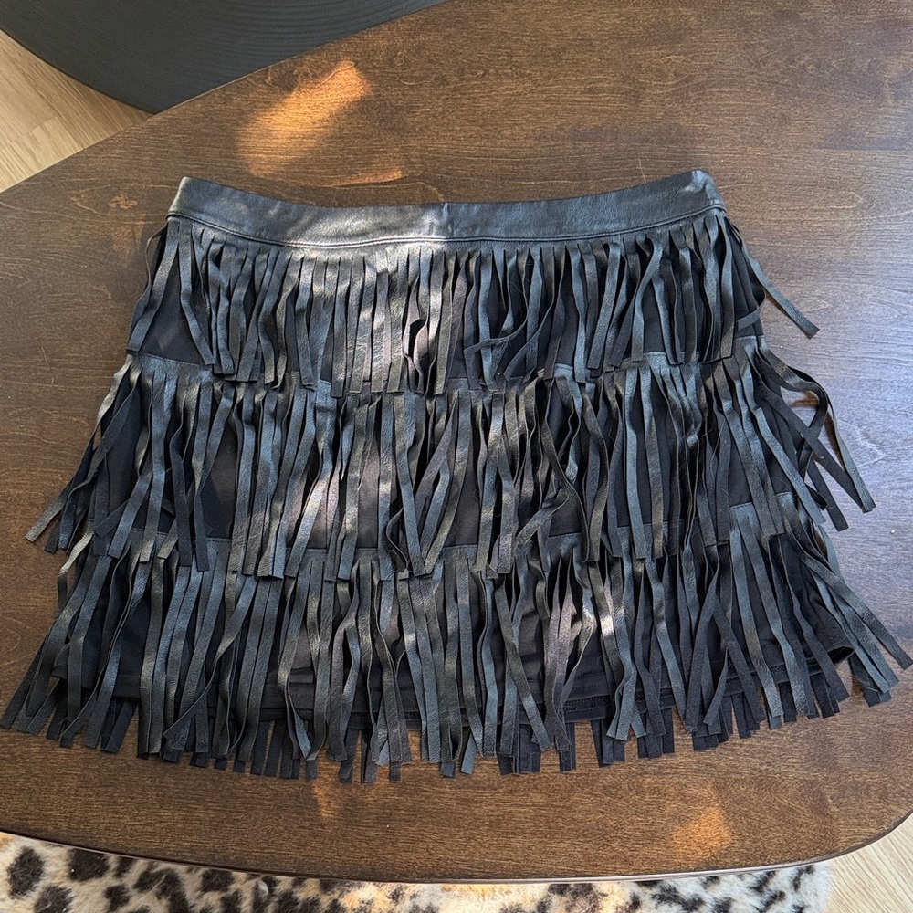 Chelsea & Violet Black Fringe Mini Skirt